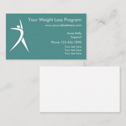 Gewichtsverlies programma visitekaartje (Voorkant / Achterkant)