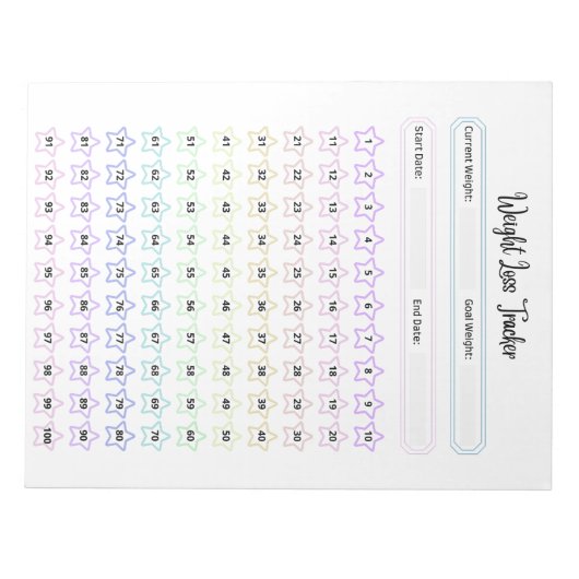  gewichtsverlies Tracker Sjabloon Notitieblok (Voorkant)