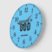 GEWIJD AAN GOD  BLAUWE COOLE ZWARTE TEKST GROTE KLOK (Hoek)