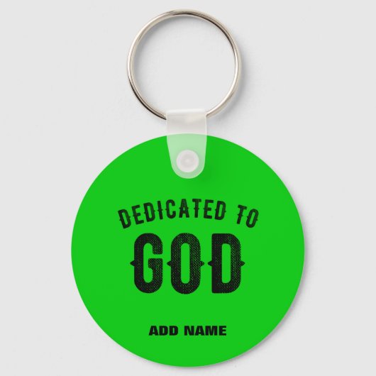 GEWIJD AAN GOD COOL LIME GREEN CUSTOM BLACK TEXT SLEUTELHANGER (Voorkant)
