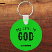 GEWIJD AAN GOD COOL LIME GREEN CUSTOM BLACK TEXT SLEUTELHANGER (Voorkant)