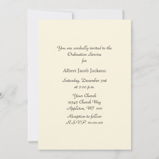 Gewijd tot kerkelijke uitnodiging (Achterkant)