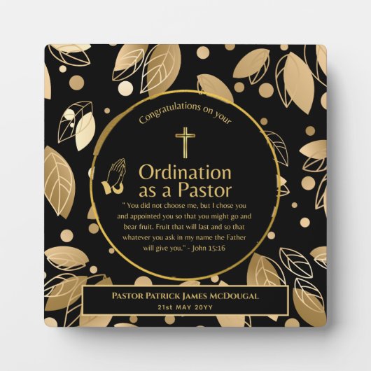 Gewijde Bijbeltekst voor pas gewijde pastor op maa Fotoplaat (Voorkant)
