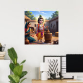 Gewijde Blauwe Traditionele Damodara Bala Krishna Poster (Thuiskantoor)