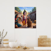 Gewijde Blauwe Traditionele Damodara Bala Krishna Poster (Keuken)