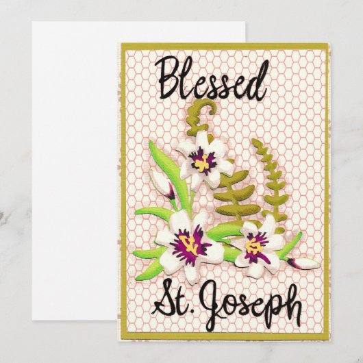 Gewijde Heilige Jozefsdag Wenskaart Met Lelie Feestdagenkaart (Voorkant / Achterkant)