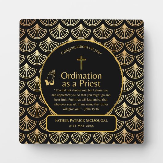 Gewijde priester geschenk pastor diaken wijding op fotoplaat (Voorkant)