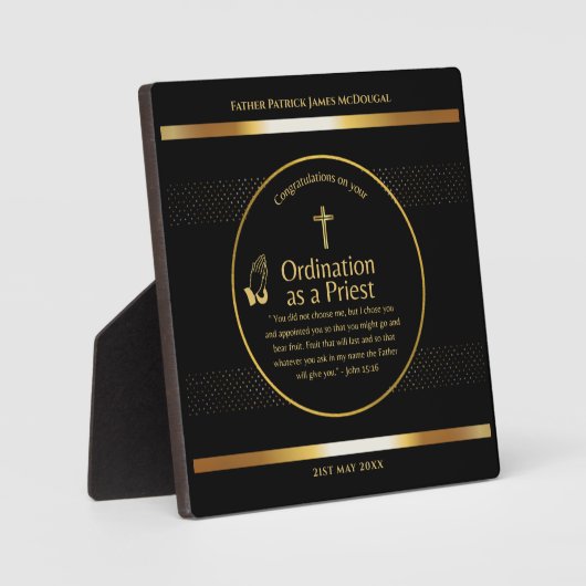 Gewijde priester geschenk pastor diaken wijding op fotoplaat (Voorkant)