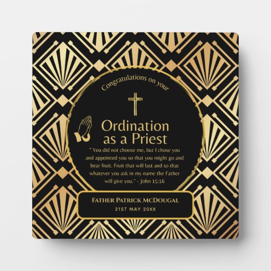 Gewijde priester geschenk pastor diaken wijding op fotoplaat (Voorkant)