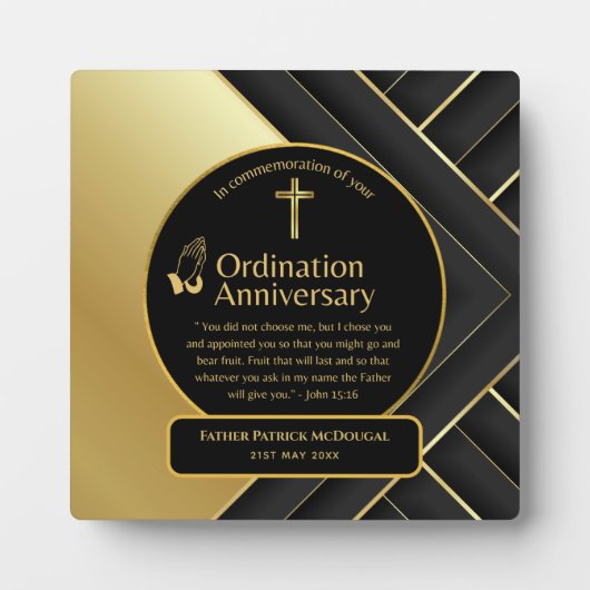 Gewijde priester gift pastor diaken wijding aangep fotoplaat (Voorkant)