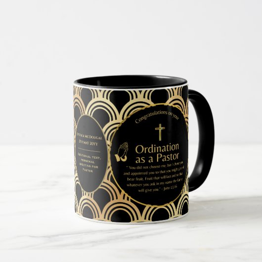 Gewijde priester gift pastor diaken wijding aangep mok (Voorkant rechts)