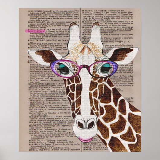 Gewijzigd Art Funky Giraffe Poster (Voorkant)