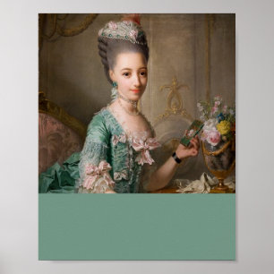 Gewijzigd  kunstportret blauwgroen kleurenblok poster