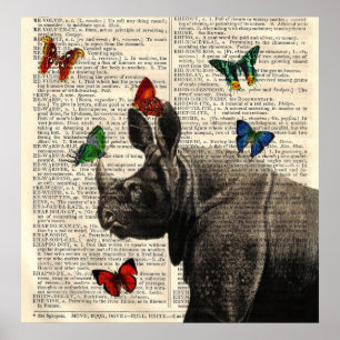 Gewijzigd Poster van Art Rhinoceros Butterflies