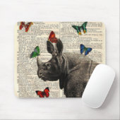 Gewijzigde Art Rhinoceros Butterflies Mousepad Muismat (Met muis)