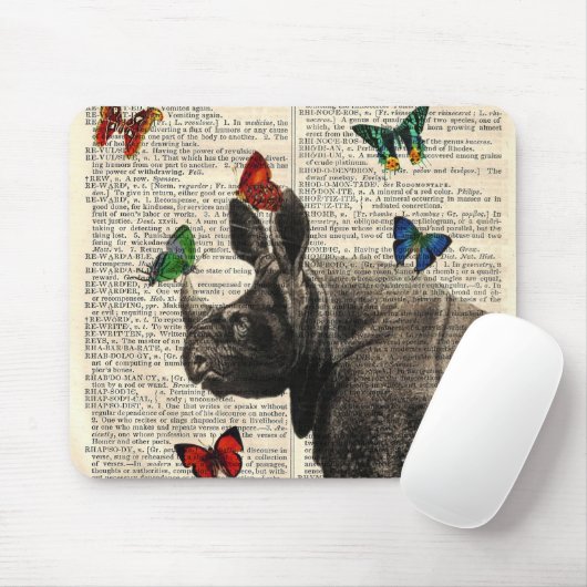 Gewijzigde Art Rhinoceros Butterflies Mousepad Muismat (Met muis)