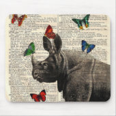 Gewijzigde Art Rhinoceros Butterflies Mousepad Muismat (Voorkant)