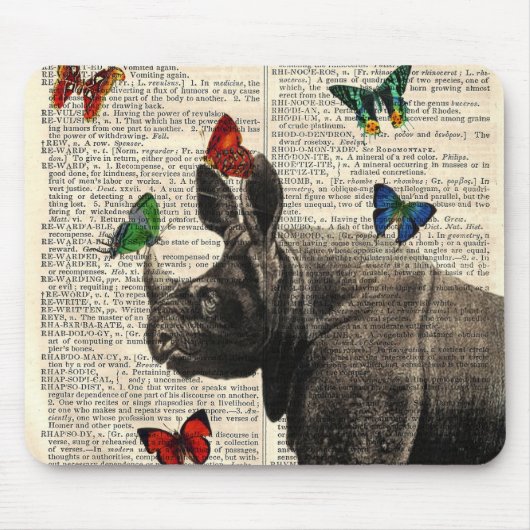 Gewijzigde Art Rhinoceros Butterflies Mousepad Muismat (Voorkant)
