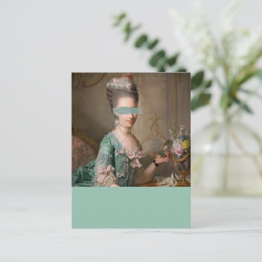 Gewijzigde kunst  portret blauwgroen kleurenblok briefkaart (Staand voorkant)