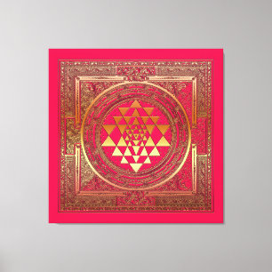gewikkeld canvas yantra mandala india goudroze yog afdruk