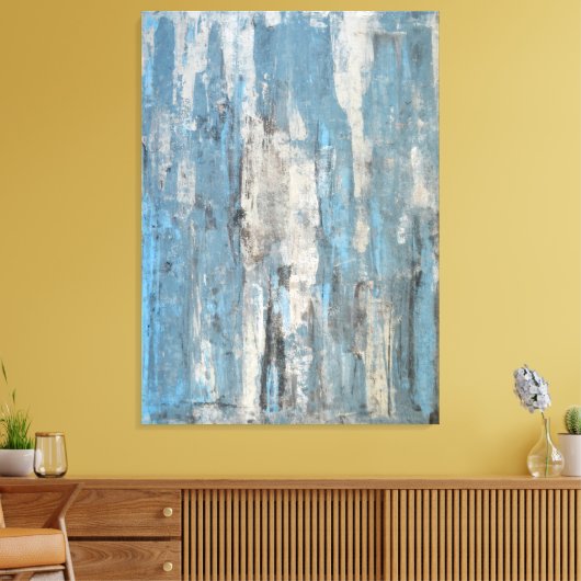 'Gewogen' Blauwe en grijze Abstracte kunst Canvas Afdruk (Insitu (Woonkamer))