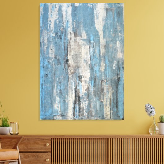 'Gewogen' Blauwe en grijze Abstracte kunst Canvas Afdruk (Insitu (Woonkamer))