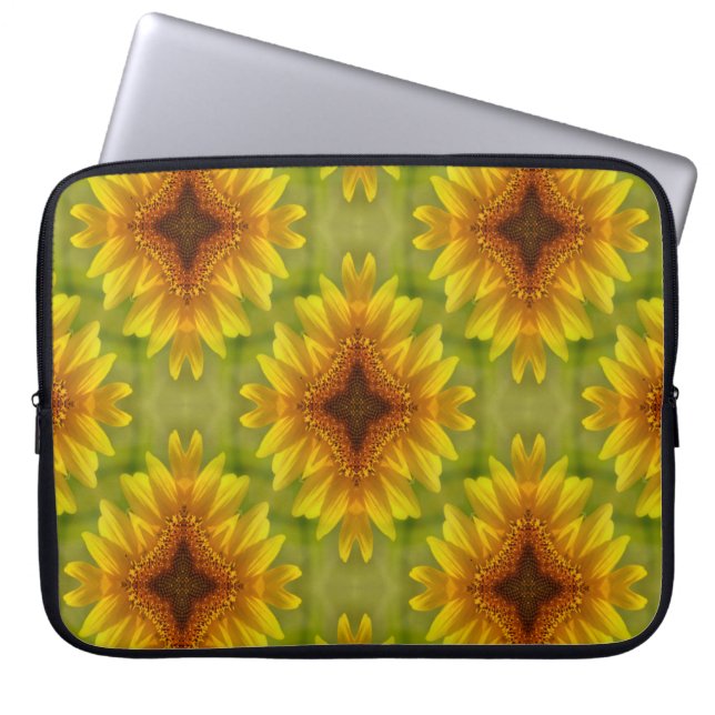 Gewogen zonnebloemen.... laptop sleeve (Voorkant)