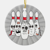 gewonde bowlingpennen cartoon keramisch ornament (Voorkant)