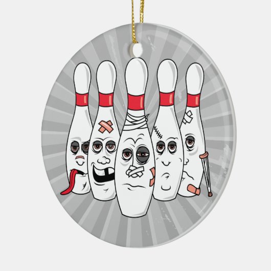 gewonde bowlingpennen cartoon keramisch ornament (Links)