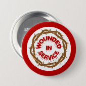 Gewonde in dienst ronde button 7,6 cm (Voorkant /achterkant)