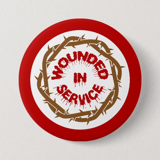 Gewonde in dienst ronde button 7,6 cm (Voorkant)