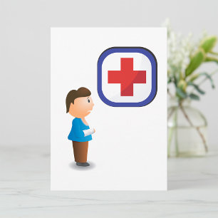 Gewonde Jongen met Arm Gips Medisch Kruis Kaart