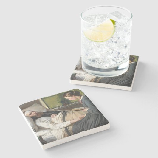 Gewonde krijger (door Elisabeth Jerichau-Baumann) Stenen Onderzetter (Zijkant)