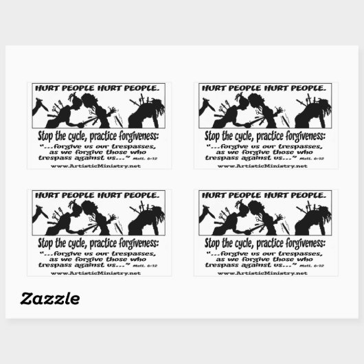 Gewonde mensen pijn mensen wit, rechthoek sticker (Vel)