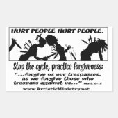 Gewonde mensen pijn mensen wit, rechthoek sticker (Voorkant)