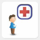 Gewonde paddenstoel Ziekenhuis Vierkante Sticker (Voorkant)