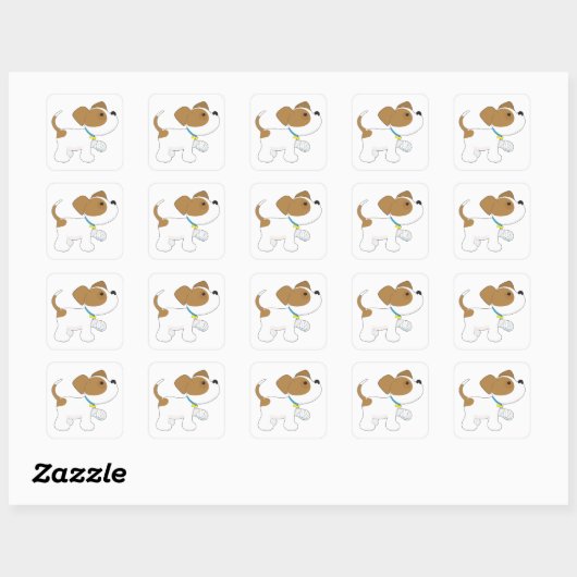 Gewonde puppy Dog Vierkante Sticker (Vel)