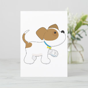 Gewonde puppy hond met verbonden poot kaart