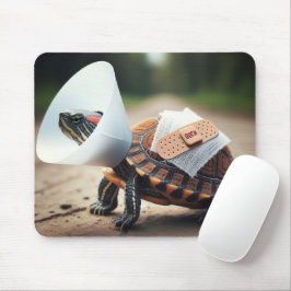 Gewonde schildpad met pet-kraagje muismat