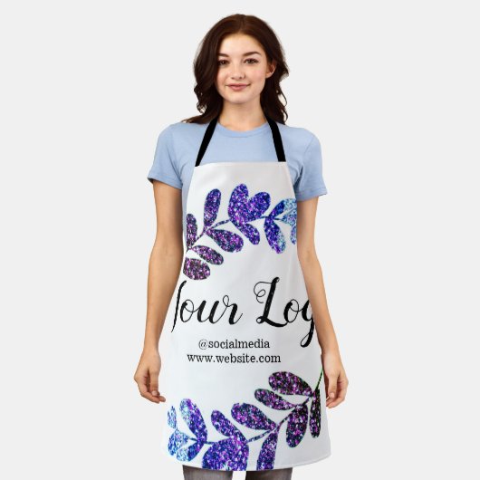 gewone aangepaste blauwe paarse zwarte bladeren vo schort (Gedragen)