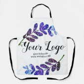 gewone aangepaste blauwe paarse zwarte bladeren vo schort (Voorkant)