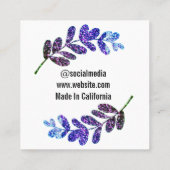 gewone aangepaste blauwe paarse zwarte bladeren vo vierkante visitekaartje (Achterkant)