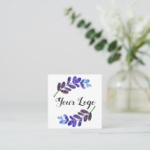 gewone aangepaste blauwe paarse zwarte bladeren vo vierkante visitekaartje (Staand voorkant)