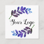 gewone aangepaste blauwe paarse zwarte bladeren vo vierkante visitekaartje (Voorkant)