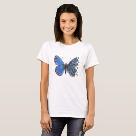 Gewone Blauwe Vlinder Vleugel van Gebarsten Glas T-shirt