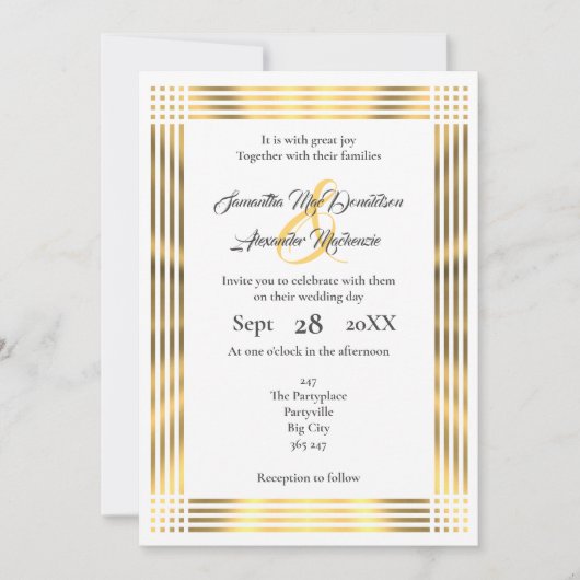 Gewone bruiloft met gouden rand kaart (Voorkant)