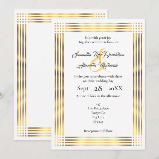 Gewone bruiloft met gouden rand kaart (Voorkant / Achterkant)