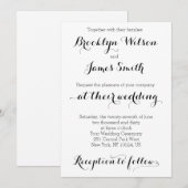 Gewone bruiloft-uitnodigingen White Kaart (Voorkant / Achterkant)