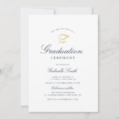gewone ceremonie voor blauw en wit afstuderen kaart (Voorkant)