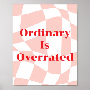 Gewone dingen zijn overschat retro patroon roze en poster